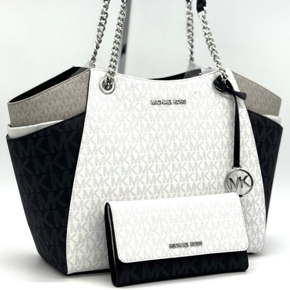 Michael Kors Jet Set Travel Chain Shoulder Bag & Trifold Wallet Matching Set - Picture 1 of 13